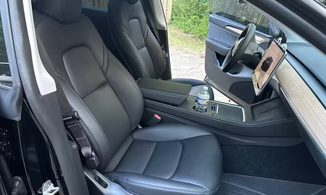 2023 Tesla Model Y Long Range AWD in Solid Black, Front Seats